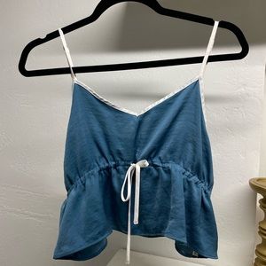 Room Service Blue Silk Crop Top